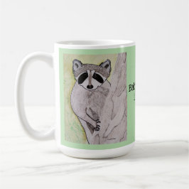 Baby Raccoon i Grönten Träd Blek Kaffemugg