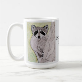 Baby Raccoon i Träd Light Grått Kaffemugg