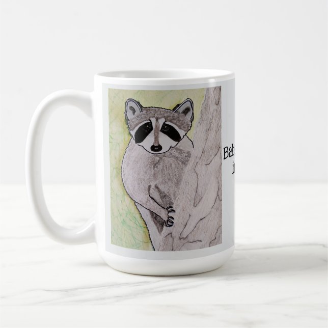 Baby Raccoon i Träd Light Grått Kaffemugg (Vänster)