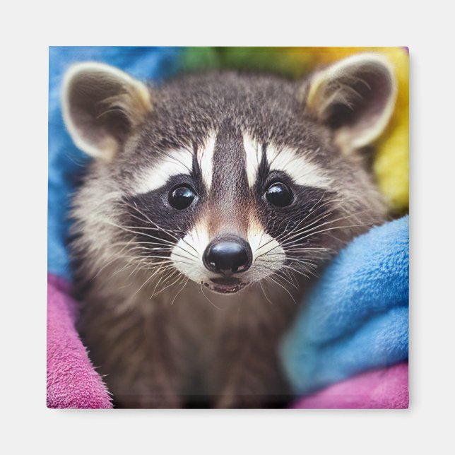 Baby Raccoon Magnet - Rainbow Critters (Framsidan)