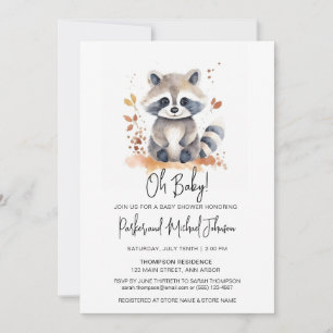Baby Raccoon Woodland Animal Baby Shower Inbjudningar