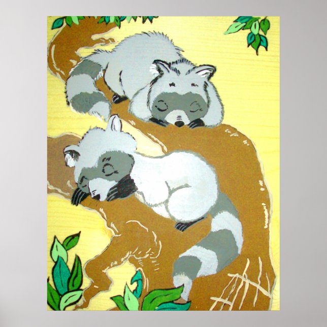 Baby Raccoons Sleeping Poster (Framsidan)