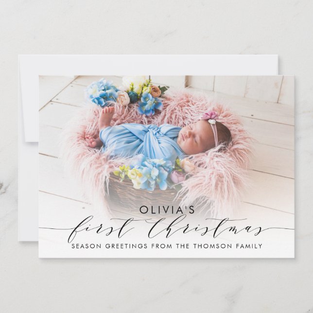 Baby Räcka-Märkte första jul fotoet Julkort (Framsida)