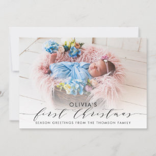 Baby Räcka-Märkte första jul fotoet Julkort