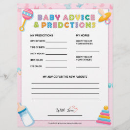 Baby Råd och förutsägelser [Baby Basics Rosa] Brevhuvud