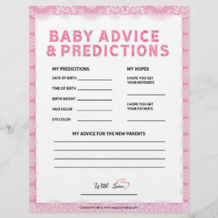 Baby Råd och förutsägelser [Luxury Snöre [Rosa]] Brevhuvud