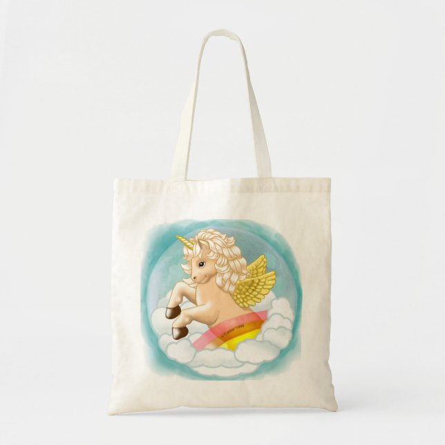 Baby Rainbow Enhörning Totebag Tygkasse (Framsidan)