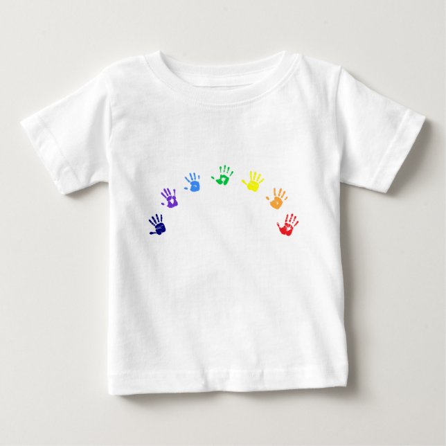 Baby Rainbow Handprint T-Shirt (Framsida)
