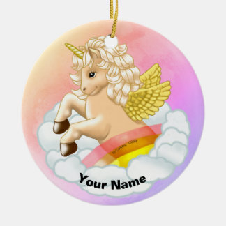 Baby Rainbow Unicorn Julgransprydnad Keramik
