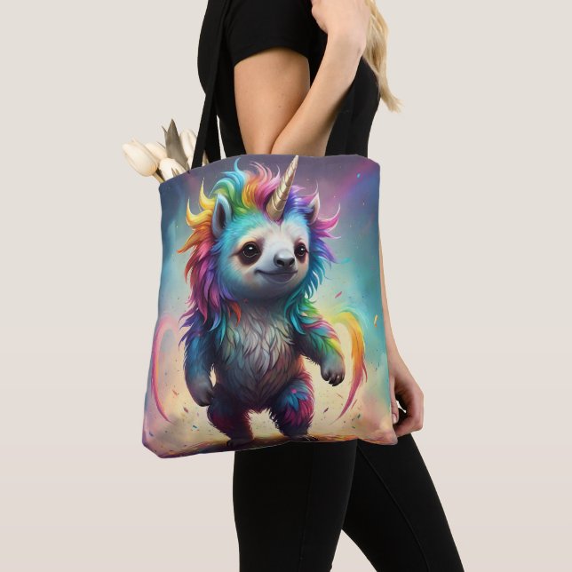 Baby Rainbow Unicorn Sloth Tygkasse (Närbild)