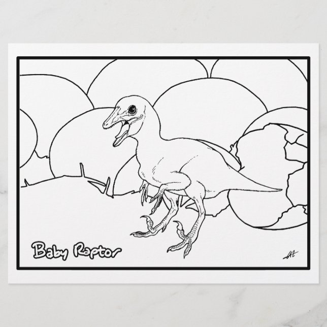 Baby Raptor - Färgsida. (Framsida)