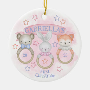 Baby Rattle Baby efter första jul Julgransprydnad Keramik