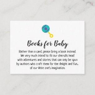 Baby Rattle Simple Bok Request Insert Cards Tilläggskort