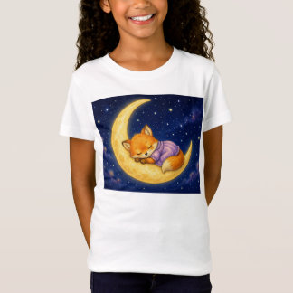 Baby Räv Sovande på Måne i Natt himmel T Shirt