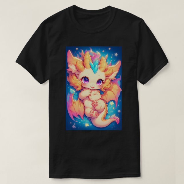 Baby Rave Dragon Anime Art 01 T Shirt (Design framsida)