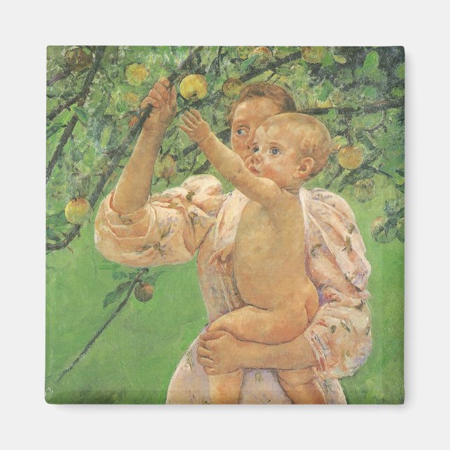 Baby Reaching for an Apple av Mary Cassatt Magnet (Framsidan)