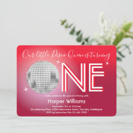 Baby Red Disco Thated First Birthday Inbjudningar