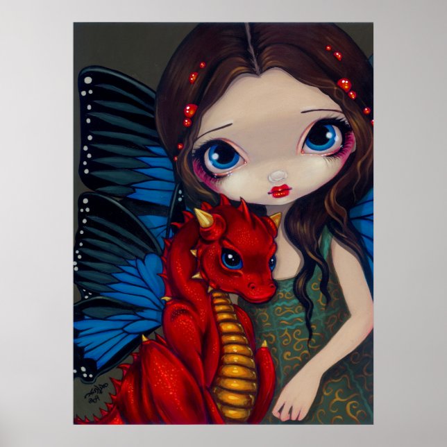 Baby Red Dragon dragonling av stil Skriv ut Poster (Framsidan)