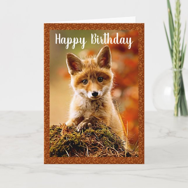 Baby Red Fox Grattis på födelsedagen Greeting Card Kort (Framsida)