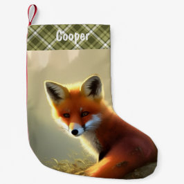 Baby Red Fox Wildlife Porträtt Personlig Liten Julstrumpa
