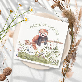 Baby Red Panda Bear 1:a födelsedagen Party Pappersservett