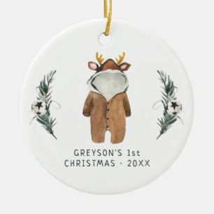 Baby Reindeer   Baby Första julprydnaden Julgransprydnad Keramik