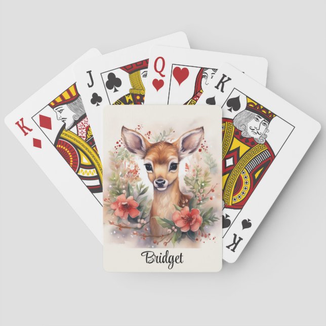 Baby Reindeer Fawn Add Namn jul Gift Casinokort (Baksidan)