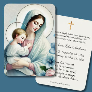 Baby Religiösa katolsk begravning Heliga Visitkort