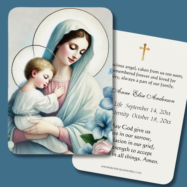Baby Religiösa katolsk begravning Heliga Visitkort (Skapare uppladdad)