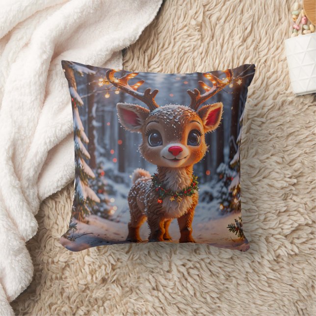 Baby renar i Snowy Forest Kudde (Filt)