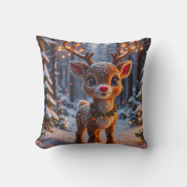 Baby renar i Snowy Forest Kudde