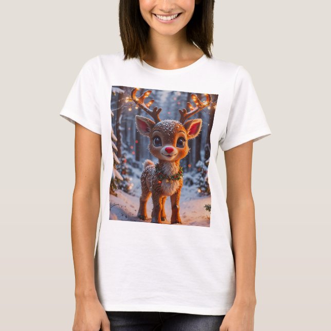 Baby renar i Snowy Forest T Shirt (Framsida)