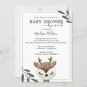Baby renar med maskbabyskor per post inbjudningar