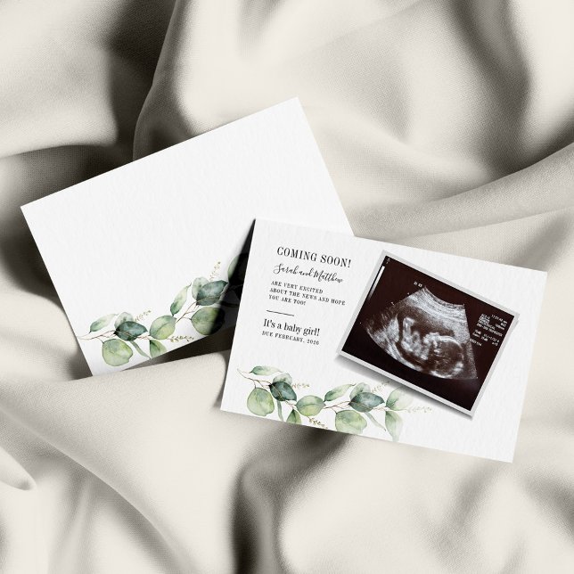 Baby Reveal Eucalyptus Botaniska Graviden Meddelande (Skapare uppladdad)
