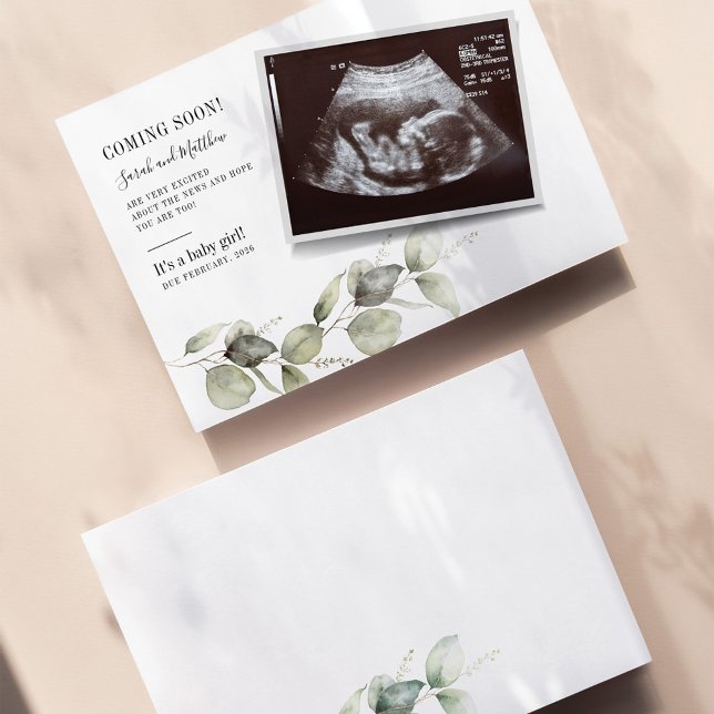 Baby Reveal Eucalyptus Fog Botaniska Graviden Meddelande (Skapare uppladdad)