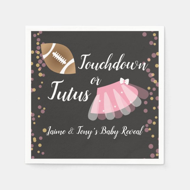 Baby Reveal Tutuer eller Touchdown Pappersservett (Framsidan)