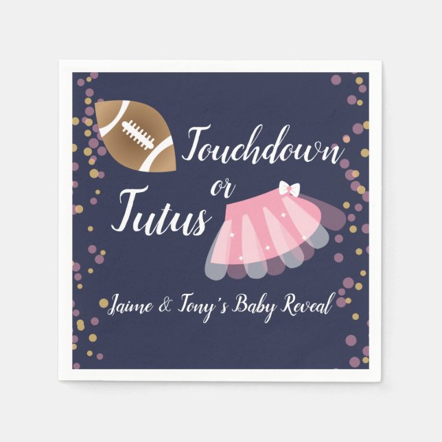 Baby Reveal Tutus eller Touchdown Blå Pappersservett (Framsidan)