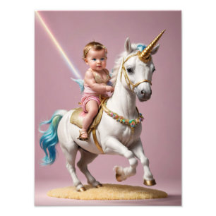 Baby Riding A Unicorn Fototryck