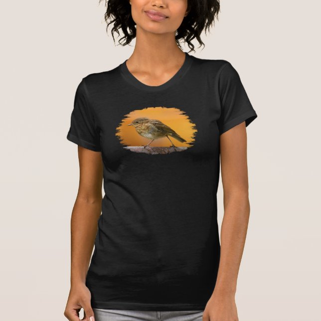 Baby Robin på A Träd Gren T Shirt (Framsida)