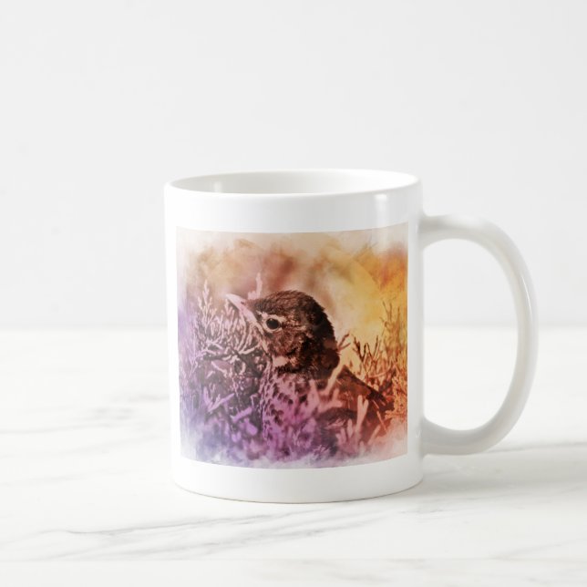 Baby Robin Watercolor Pastels Kaffemugg (Höger)
