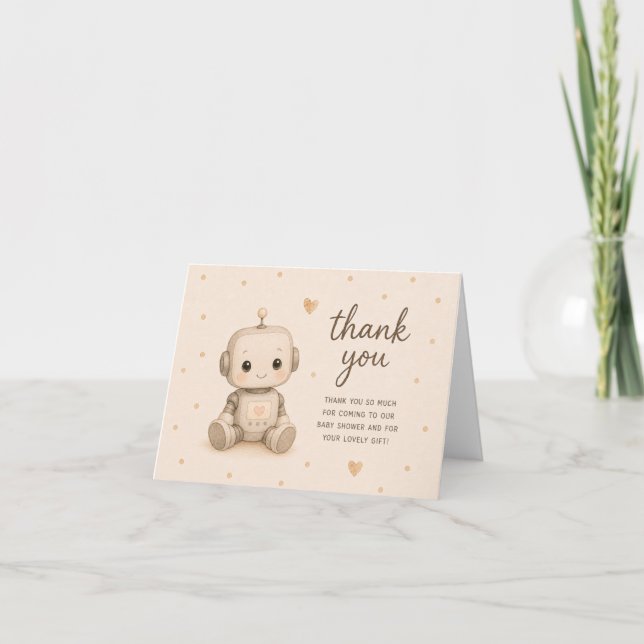 Baby Robot Baby Shower Tacksamhetskort Tack Kort (Framsida)