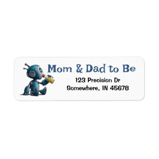 Baby Robot - Returadressen Baby Shower Returadress Etikett
