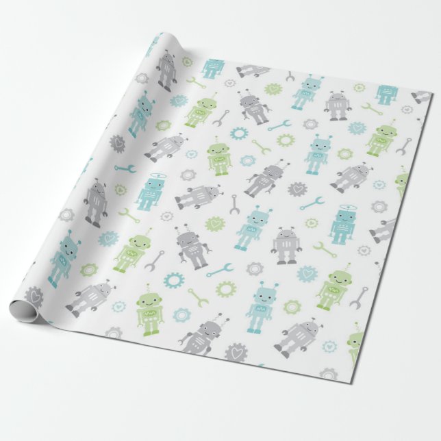 Baby Robots Wrapping Papper Presentpapper (Utrullad)