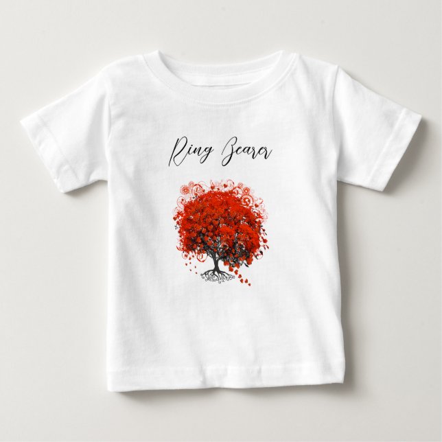 Baby Röda Träd Bröllop T-Shirts Romper (Framsida)