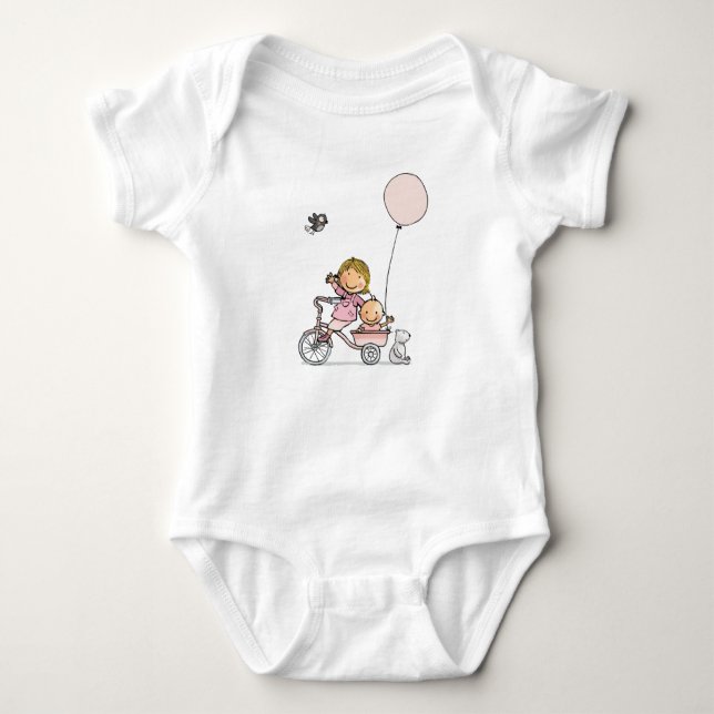 Baby rompertje met kindjes op driewieler t-shirt (Framsida)