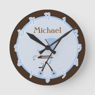 Baby Room Boy Personlig Clock Rund Klocka