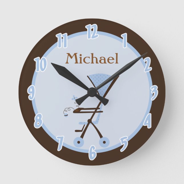 Baby Room Boy Personlig Clock Rund Klocka (Framsida)