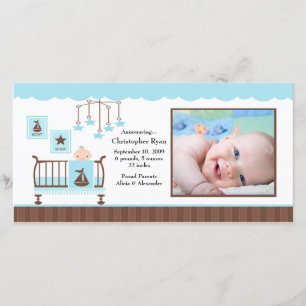 Baby Room Boy PHOTO Birth Notice Meddelande