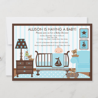 Baby Room Boy Shower-inbjudan Inbjudningar