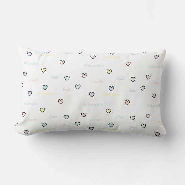 Baby Room Pillow med Tiny Pastel Hearts HAMbyWG Lumbarkudde (Framsida)